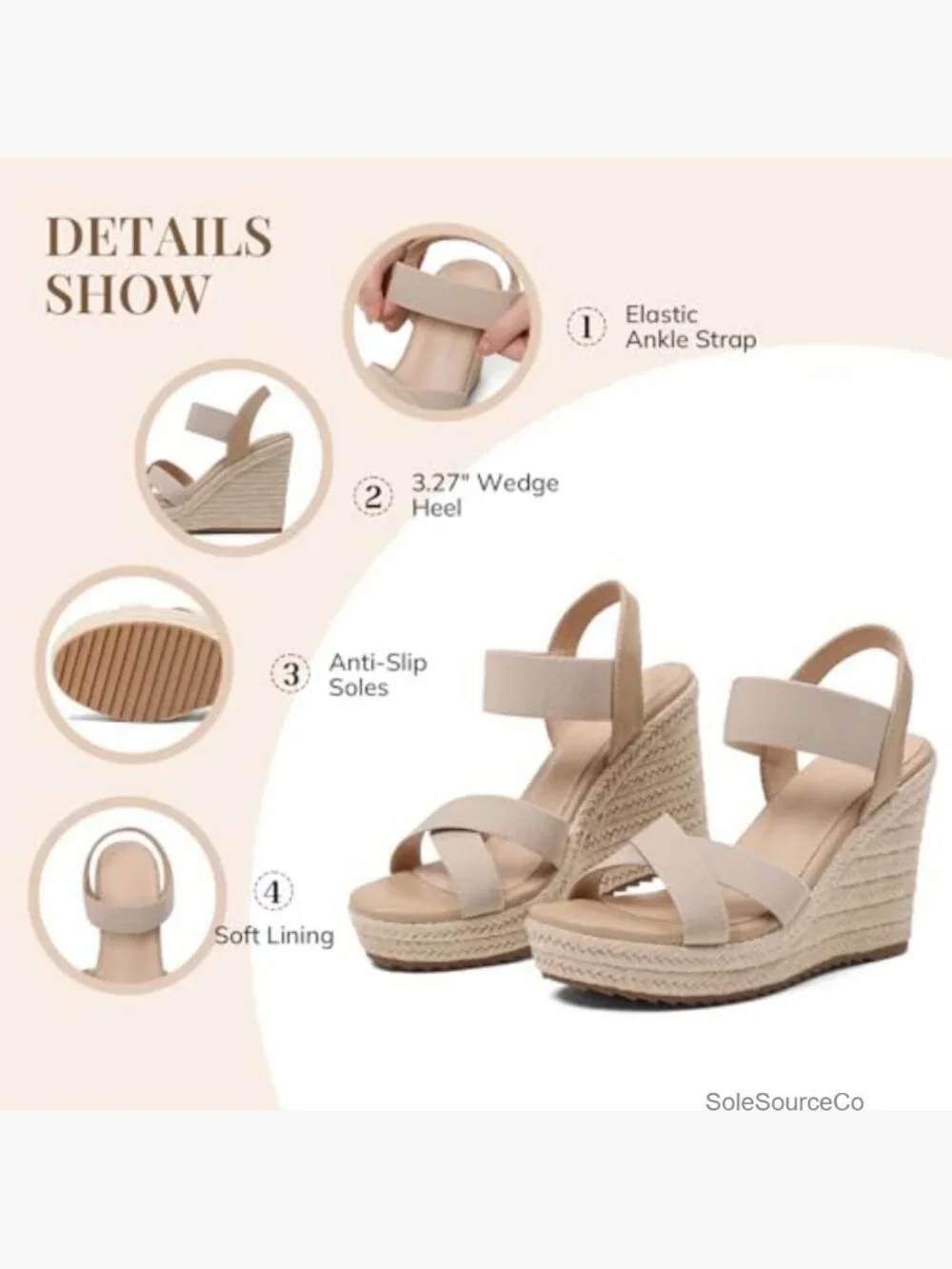 Espadrille Wedge Sandals Open Toe Ankle Strap Comfortable